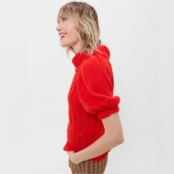 For Love & Lemons Francois Pointelle Puff Sleeve Sweater - Picture 4 of 11